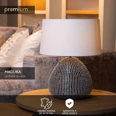 Lucide MADUKA - Lámpara de mesa - Ø 45 cm - 1xE27 - Negro | Premium